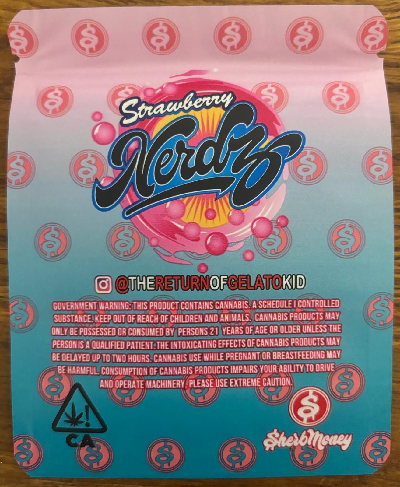 Strawberry Nerdz Mylar Bag