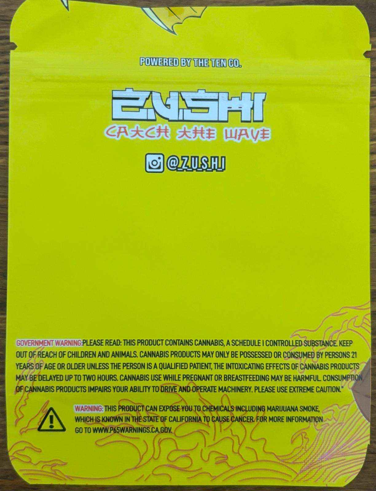 Yellow Zushi 3.5g Mylar bag