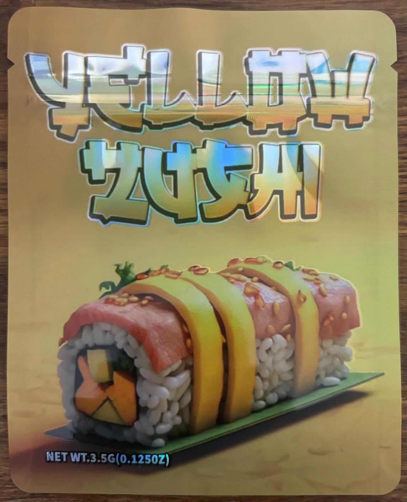 Yellow Zushi 3.5g Mylar bag