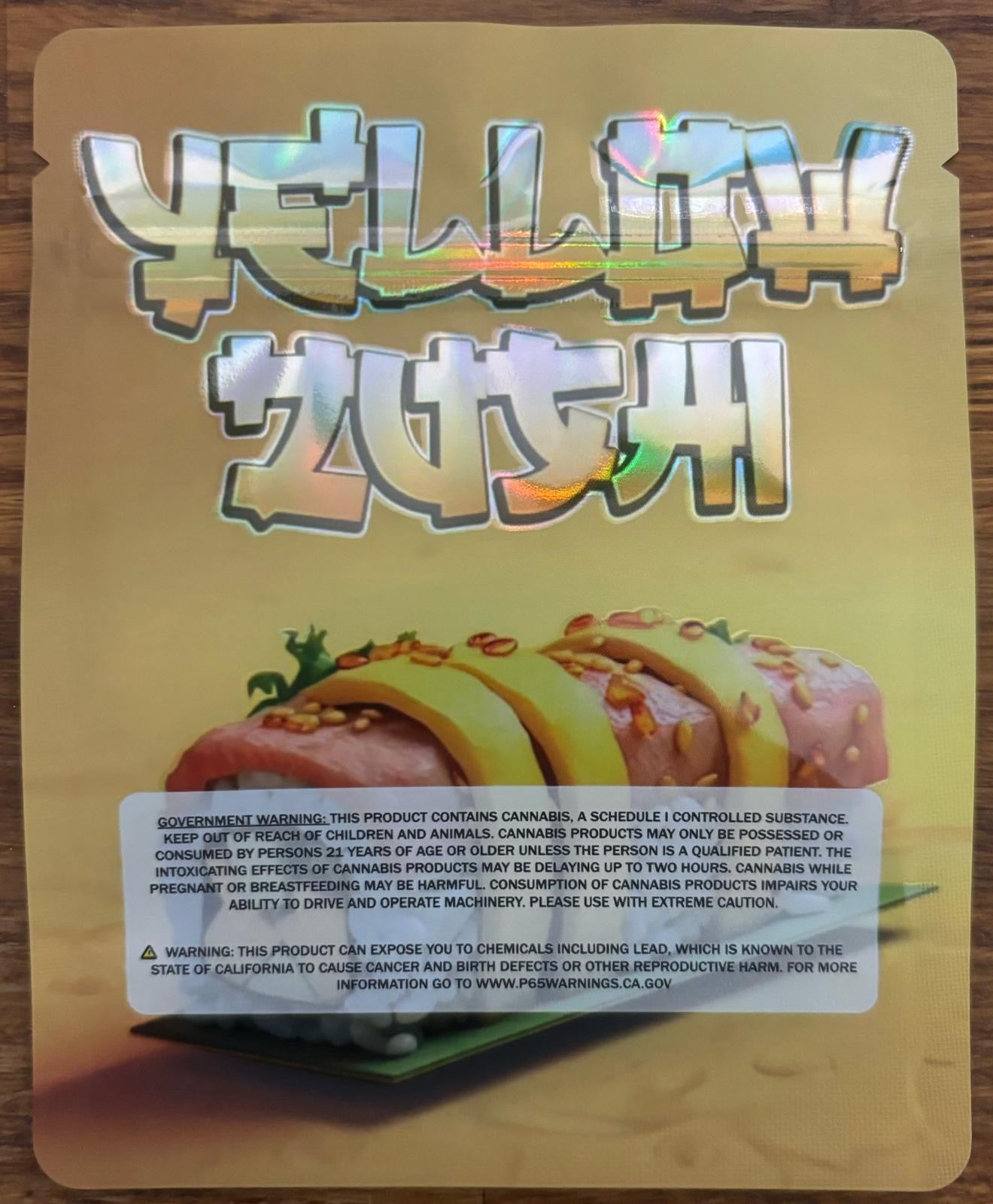 Yellow Zushi 3.5g Mylar bag