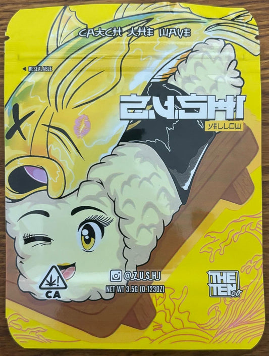 Yellow Zushi 3.5g Mylar bag